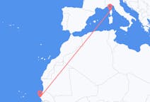 Loty z Dakar, Senegal do Calviego, Francja