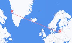 Fly fra Kaunas til Qeqertarsuaq