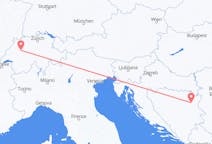 Lennot Tuzlasta, Bosnia ja Hertsegovina Berniin, Sveitsi