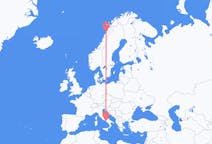 Vluchten van Napels, Italië naar Bodø, Noorwegen