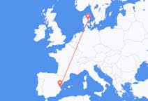 Vluchten van Aarhus, Denemarken naar Valencia, Spanje