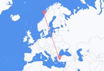 Vluchten van Sandnessjøen, Noorwegen naar Denizli, Turkije