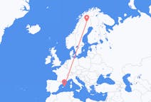 Vols de Gällivare, Suède vers Mahón, Espagne