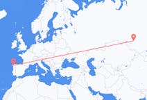 Flyg från Novosibirsk, Ryssland till Santiago de Compostela, Spanien