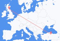 Flyrejser fra Karamustafapasa, Tyrkiet til Edinburgh, Skotland