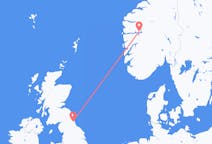 Flyg från Sogndal, Norge till Newcastle upon Tyne, England