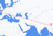 Flyrejser fra Kunming, Kina til Nantes, Frankrig
