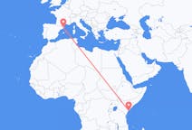 케냐 라무에서 출발해 스페인 지로나로(으)로 가는 항공편