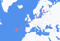 Loty z Helsinki, Finlandia do Ponty Delgady, Portugalia