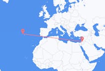 Vluchten van Amman, Jordanië naar Terceira, Portugal