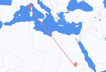 Flyrejser fra Khartoum, Sudan til Ajaccio, Frankrig