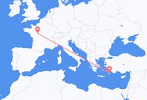 Vluchten van Rhodos, Griekenland naar Tours, Frankrijk