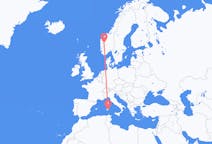 Flyreiser fra Sogndal, Norge til Cagliari, Italia