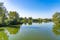photo of view of Beautiful panorama of the lake landscape on a summer day in the Fuldaaue in Kassel, Germany,Kassel Germany.