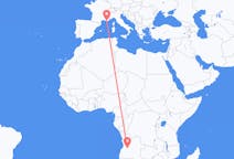 Flyg från Huambo, Angola till Toulon, Frankrike