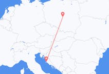 Vluchten van Lodz, Polen naar Zadar, Kroatië