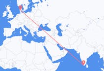 Flights from Thiruvananthapuram, India to Billund, Denmark