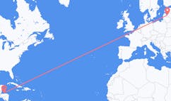 Flyg från Coxen Hole, Honduras till Riga, Lettland