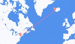 Fly fra byen Allentown, USA til byen Reykjavik, Island
