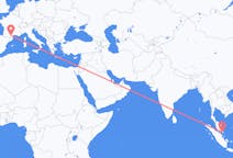 Flyrejser fra Johor Bahru, Malaysia til Carcassonne, Frankrig