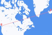Vluchten van Nanaimo, Canada naar Akureyri, IJsland