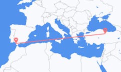 Flyrejser fra Tokat, Tyrkiet til Jerez, Spanien