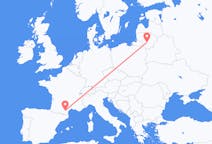 Vluchten van Carcassonne, Frankrijk naar Kaunas, Litouwen