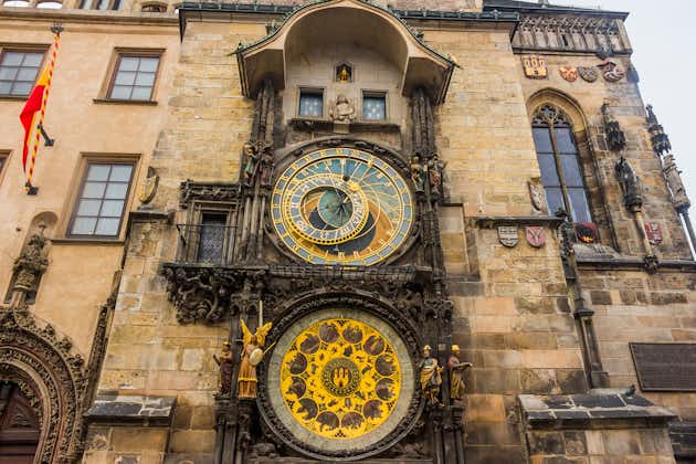 Photo of Prague Astronomical clock in old town square.