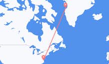 米国のノーフォークから、グリーンランドのアシアトまでのフライト