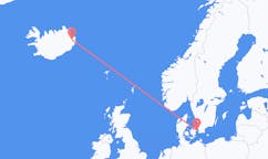 Vluchten van Copenhagen, Denemarken naar Egilsstadir, IJsland