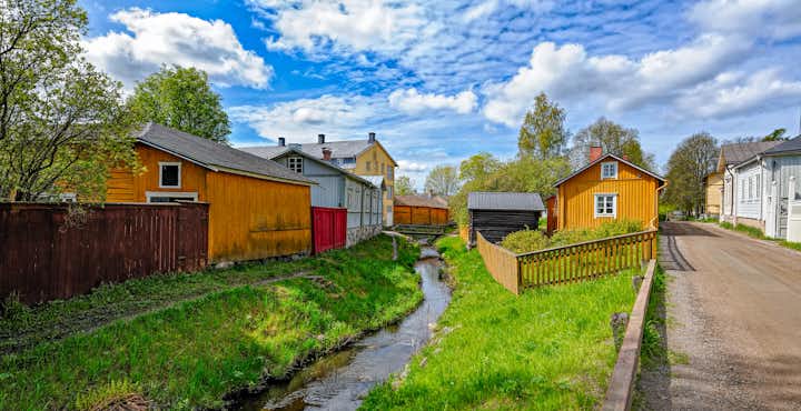 Photo of Small Raumanjoki river in Old Town in Rauma, one of the oldest harbours in Finland, situated on the Gulf of Botnia, Finland.