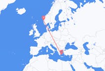Flyg från Bergen, Norge till Milos, Grekland