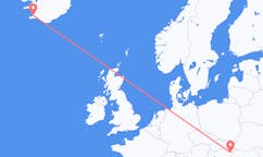 Fly fra byen Reykjavik, Island til byen Debrecen, Ungarn