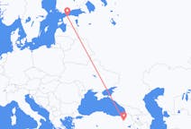 Flug frá Tallinn, Eistlandi til Erzurum, Tyrklandi