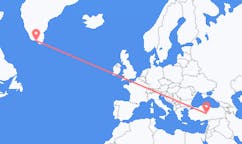 出发地 土耳其開塞利目的地 格陵兰卡科尔托克的航班