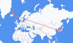 航班从日本德岛市市到埃伊尔斯塔济市，冰岛塞尔