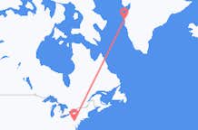 米国のハリスバーグから、グリーンランドのシシミウトまでのフライト