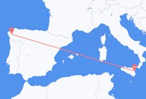 Flyreiser fra Santiago de Compostela, Spania til Catania, Italia