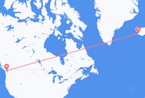 カナダのビクトリアからから、アイスランドのレイキャビクまでのフライト