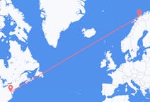 Flug frá Washington, D. C. Til Tromsø