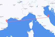Flyrejser fra Perpignan, Frankrig til Ancona, Italien
