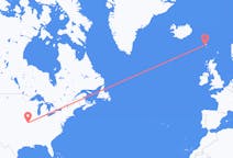 Vluchten van Columbia, Verenigde Staten naar Sørvágur, Faeröer