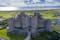 Photo of aerial beautiful view of Harlech Castle in Wales.