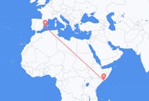 Flyreiser fra Mogadishu, Somalia til Ibiza, Spania