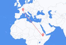 Flyg från Addis Abeba till Lyon