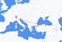 Flyg från Milano till Amasya