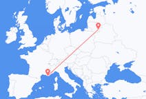 Flyg från Vilnius, Litauen till Toulon, Frankrike
