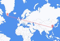 중국 상하이에서 출발해 그린란드 카코르톡으로(으)로 가는 항공편