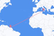 Flyreiser fra Paramaribo, Surinam til Palermo, Italia