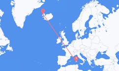 Fly fra byen Cagliari til byen Ísafjörður